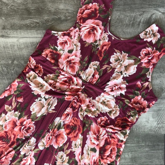 Cameo Appearance Burgundy Floral Knit Dress, size 3X - Picture 6 of 8